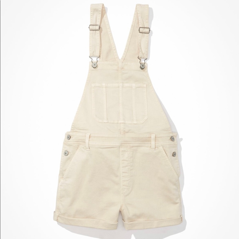 NWT AE stretch denim tomgirl short overall